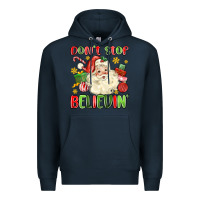 Navy don't stop believin' Premium Hoodie - MaliasSmallBusiness