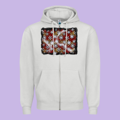 Christmas Snow Crystals Background Zipper Hoodie Designed By Bundleandbundleshop