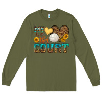 Army Green my heart is on that court Long Sleeve Tee - HRA Design Shop