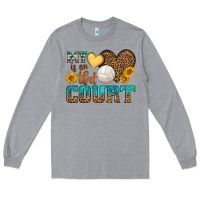 Heather Grey my heart is on that court Long Sleeve Tee - HRA Design Shop