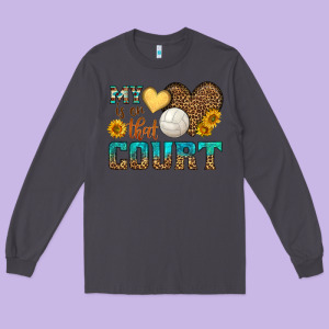 My Heart Is On That Court Long Sleeve Tee Designed By Hra Design Shop