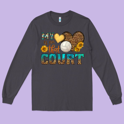 My Heart Is On That Court Long Sleeve Tee Designed By Hra Design Shop