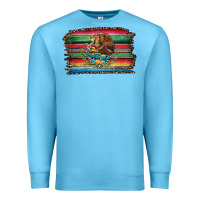 Ocean Blue serape leopard mexican flag Premium Sweatshirt - Jasminsmagicworld