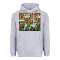 Heather Grey western cactus and sunflowers Heavyweight Hoodie - Jasminsmagicworld