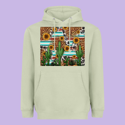 Western Cactus And Sunflowers Heavyweight Hoodie Designed By Jasminsmagicworld