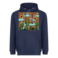 Navy western cactus and sunflowers Heavyweight Hoodie - Jasminsmagicworld