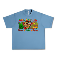 Pebble Blue peace love tacos Urban Heavy Tee - Zillion Design Studio