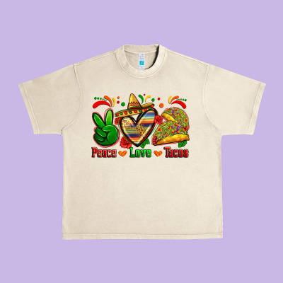 Peace Love Tacos Urban Heavy Tee Designed By Zillion Design Studio