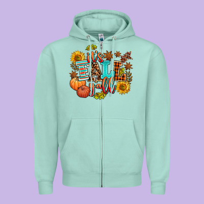 It's Fall Y'all Zipper Hoodie Designed By Adodesignshop