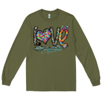 Army Green love autism Long Sleeve Tee - SublimationCraftShop