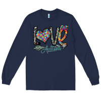 Navy love autism Long Sleeve Tee - SublimationCraftShop