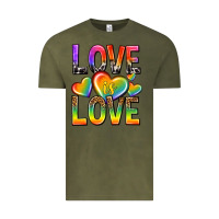 Vintage Olive love is love with hearts Vintage Tee - texasbilliewilder