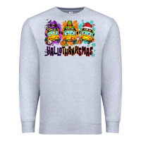 Heather Grey Happy Hallothanksmas school bus Premium Sweatshirt - NancyCooperArtShop