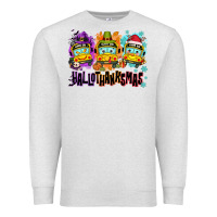 Oatmeal Heather Happy Hallothanksmas school bus Premium Sweatshirt - NancyCooperArtShop
