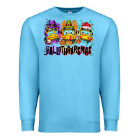 Ocean Blue Happy Hallothanksmas school bus Premium Sweatshirt - NancyCooperArtShop