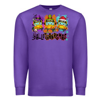 Purple Happy Hallothanksmas school bus Premium Sweatshirt - NancyCooperArtShop