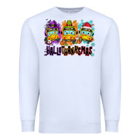 White Happy Hallothanksmas school bus Premium Sweatshirt - NancyCooperArtShop