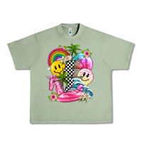 Oil Green summer smile face and beach vibes with rainbow tbw Urban Heavy Tee - texasbilliewilder