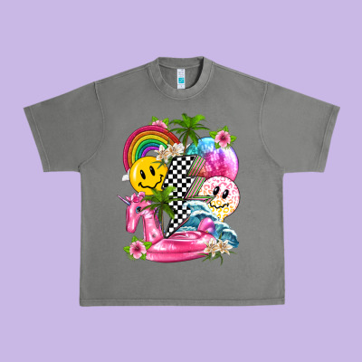 Summer Smile Face And Beach Vibes With Rainbow Tbw Urban Heavy Tee Designed By Texasbilliewilder