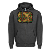 Charcoal Heather christmas trees and leopard background Zipper Hoodie - BundleAndBundleShop