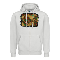 Dove Grey christmas trees and leopard background Zipper Hoodie - BundleAndBundleShop