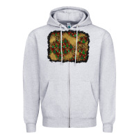 Heather Grey christmas trees and leopard background Zipper Hoodie - BundleAndBundleShop