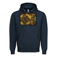 Navy christmas trees and leopard background Zipper Hoodie - BundleAndBundleShop