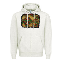 Oatmeal Heather christmas trees and leopard background Zipper Hoodie - BundleAndBundleShop