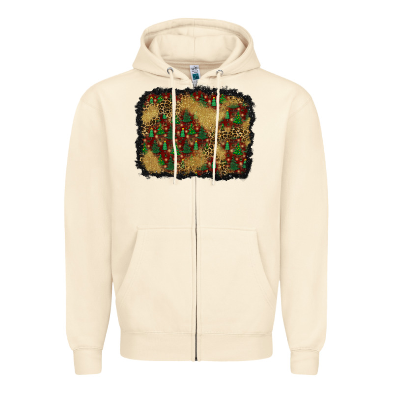 Christmas Trees And Leopard Background Zipper Hoodie by BundleAndBundleShop | Teevron