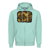 Seafoam christmas trees and leopard background Zipper Hoodie - BundleAndBundleShop