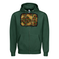 Sports Green christmas trees and leopard background Zipper Hoodie - BundleAndBundleShop
