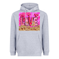 Heather Grey love gnome with bear Heavyweight Hoodie - NancyCooperArtShop