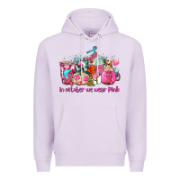 Lilac western cancer  in october we wear pink coffee cups with ribbons Premium Hoodie - AdoDesignShop