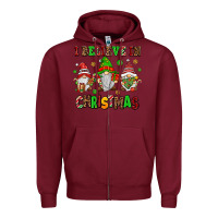Burgundy i believe in christmas Zipper Hoodie - AdoDesignShop