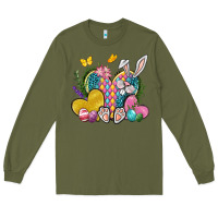 Army Green Easter Heart Easter Day Long Sleeve Tee - Neo Western