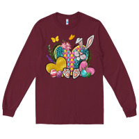 Burgundy Easter Heart Easter Day Long Sleeve Tee - Neo Western