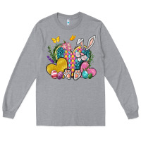 Heather Grey Easter Heart Easter Day Long Sleeve Tee - Neo Western