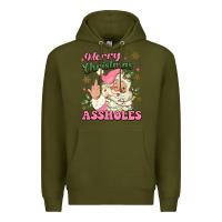 Army Green merry christmas assholes Premium Hoodie - MaliasSmallBusiness