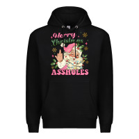 Black merry christmas assholes Premium Hoodie - MaliasSmallBusiness