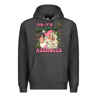 Charcoal Heather merry christmas assholes Premium Hoodie - MaliasSmallBusiness