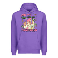 Purple merry christmas assholes Premium Hoodie - MaliasSmallBusiness