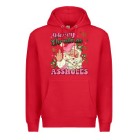 Red merry christmas assholes Premium Hoodie - MaliasSmallBusiness