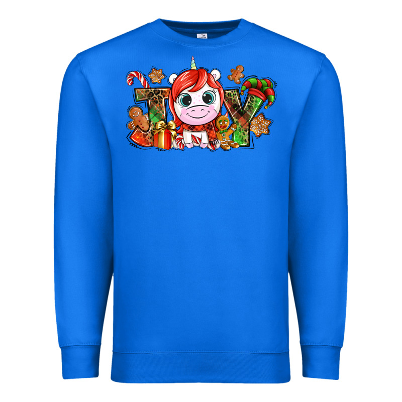 Joy Unicorn Christmas Premium Sweatshirt by NancyCooperArtShop | Teevron