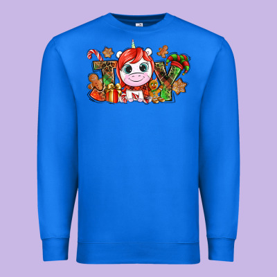 Joy Unicorn Christmas Premium Sweatshirt Designed By Nancycooperartshop