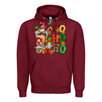 Burgundy ho ho ho christmas latte with gnomies Zipper Hoodie - AdoDesignShop