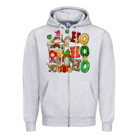 Heather Grey ho ho ho christmas latte with gnomies Zipper Hoodie - AdoDesignShop