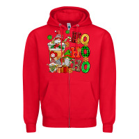 Red ho ho ho christmas latte with gnomies Zipper Hoodie - AdoDesignShop