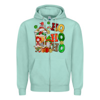 Seafoam ho ho ho christmas latte with gnomies Zipper Hoodie - AdoDesignShop