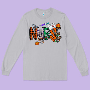 Nurse Halloween Long Sleeve Tee Designed By Cowhidedigitalart