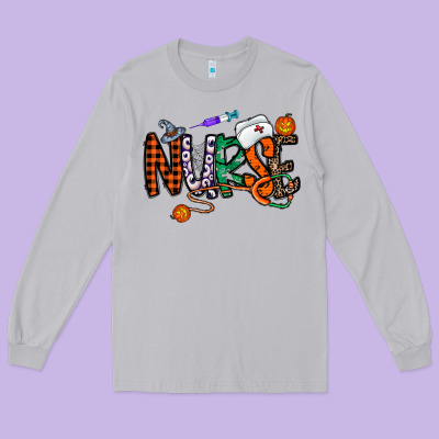 Nurse Halloween Long Sleeve Tee Designed By Cowhidedigitalart